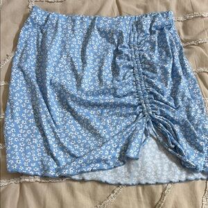 Altar'd State Blue Bubble Mini Skirt with Ruched Detail